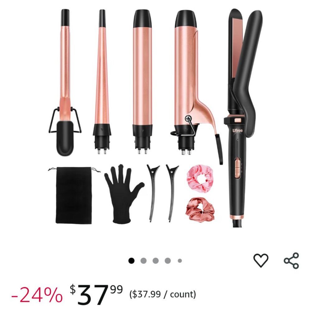 Ufree 5 in 1 Curling Iron with Interchangeable Ceramic Barrels